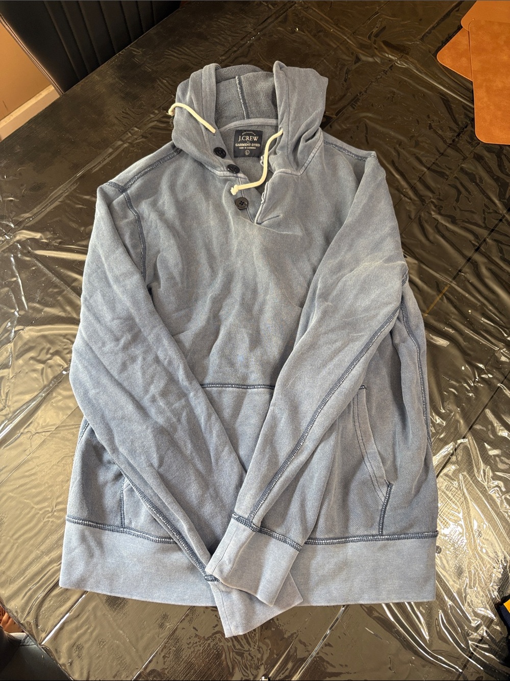 J. Crew Men's Hooded Pullover Sweatshirt - Faded Blue